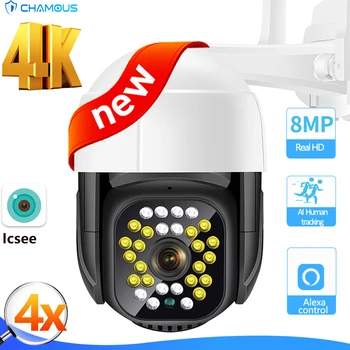 8MP 4K WiFi IP-камера 5MP CCTV Cam Автоматическое Отслеживание Видеонаблюдения 1080P Mini Cam iCSee Alexa Onvf NVR Защита безопасности PTZ