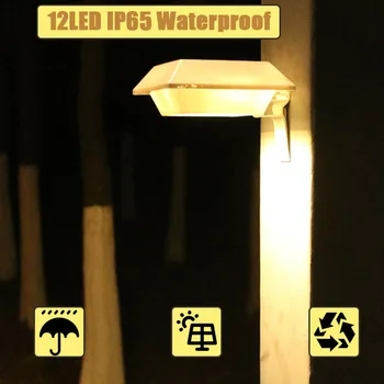 12LED Солнечный Приведенный в действие Настенный Светильник IP65 Водоустойчивый Eco Содружественный Солнечный Свет загородки Ночные Огни Напольные для Двора Виллы сада