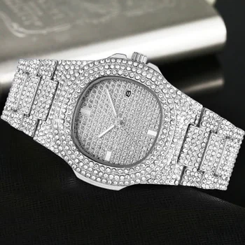 2021 Хип-хоп Мужские часы Iced Out, Роскошные кварцевые наручные часы с датой, с микропавлением, CZ, Часы для женщин, Мужские ювелирные изделия
