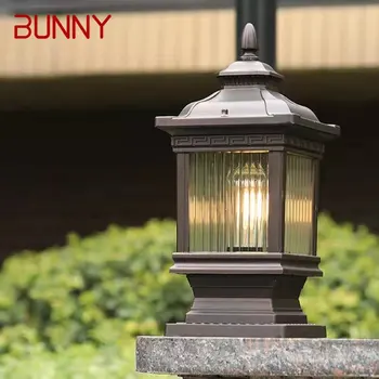 Уличная классическая лампа на столбе BUNNY Простая Электрическая светодиодная лампа на столбе, водонепроницаемая для внутреннего двора виллы, ретро-ландшафта сада