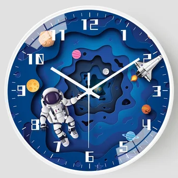 Креативные настенные часы для детской комнаты, Немая гостиная, Вселенная, звезда, Часы Астронавта, Космические часы, настенные часы, простые часы