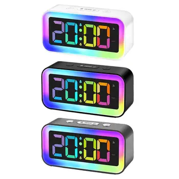 Цифровые будильники Прикроватные часы с ночником, двойные будильники, зеркало с регулируемой яркостью, бесшумные настольные часы для тех, кто крепко спит