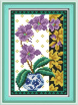 Цветы (2) набор для вышивки крестом DMC цветное изображение растения 14 карат количество 11 карат печать на холсте стежками вышивка DIY рукоделие ручной работы