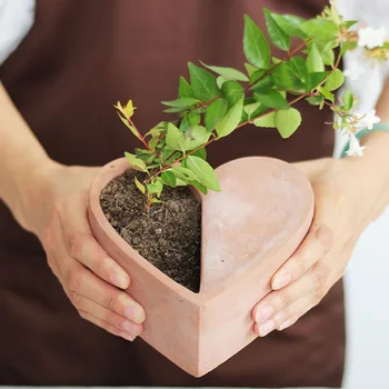 Бетонный цветочный горшок в форме сердца Большого Размера, Креативный Горшок для зеленых Суккулентных растений, Силиконовые Цементные формы для плантаторов, Подарок любителям