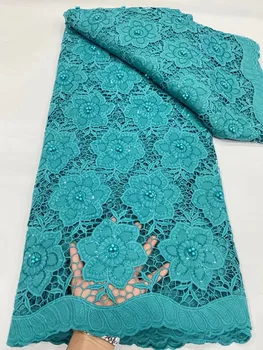 Африканская нигерийская водорастворимая шнуровая кружевная ткань, африканские сухие кружевные ткани, высококачественная хлопчатобумажная французская сетчатая кружевная ткань для платья.