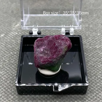 Лучшее! 100% натуральный мьянманский флуоресцентный рубин, необработанные минеральные камни и кристаллы, целебные кристаллы, кварцевые драгоценные камни + коробка 35 мм