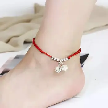 Корейский модный браслет-колокольчик с красной веревкой, Цепочка ручной работы из искусственного жемчуга для женщин, Ювелирные изделия Оптом CB332