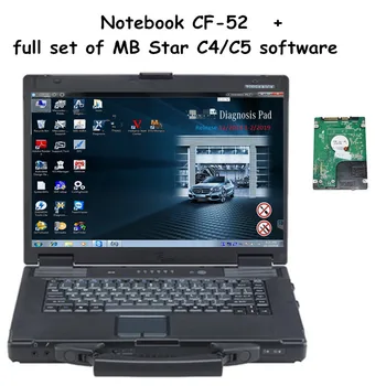Диагностическое программное обеспечение Mb Star Sd C4 C5 и ноутбук Toughbook Cf52 4g с полным набором жестких дисков Windows10 320 гб/ Ssd 480 ГБ на русском языке Mulit