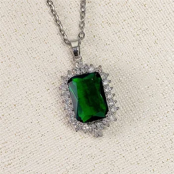 Ретро-темпераментное ожерелье CAOSHI с подвеской из зеленого хрусталя, великолепный подарок леди на годовщину с изысканным дизайном, роскошные ювелирные изделия