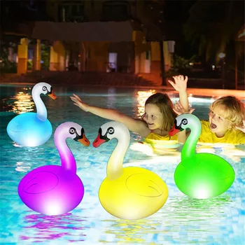 Солнечный плавающий лебедь на воздушном шаре, наружный светильник для домашнего декора бассейна.