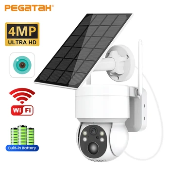 Наружная солнечная камера PEGATAH 1080P HD Wifi PIR Беспроводное наблюдение за человеком IP PTZ камеры с солнечной панелью емкостью 7800 мАч