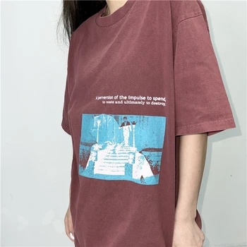 20 Выстиранных рубашек из батика цвета бургундии Cav Empt Fahion, мужская футболка CAVEMPT C.E, женская винтажная футболка, одежда для пары