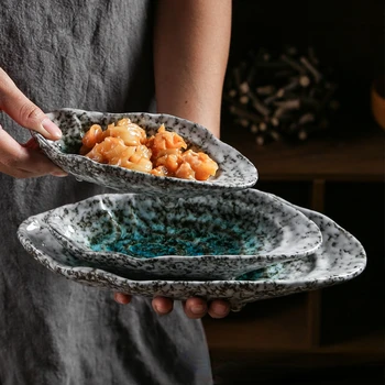 Керамическая посуда в форме раковины, блюда для суши, тарелка для закусок Сашими, креативное блюдо из устричных раковин для японского ресторана Отеля