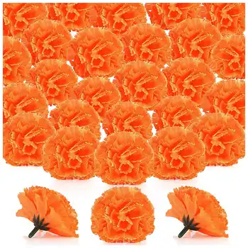 Головки цветов календулы оптом, 100шт. Головки для гирлянд, шелковые цветы календулы, оранжевый