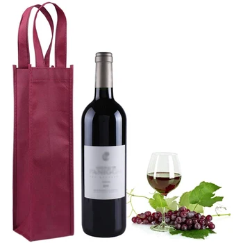 Сумка-тоут для вина, подарочные пакеты для вина из нетканого материала, многоразовая сумка для вина из одной бутылки с ручками (1шт)