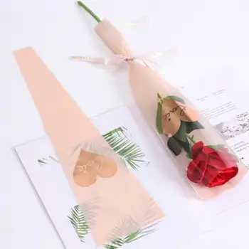 30 шт. / пакет Упаковка для цветов Прозрачный водонепроницаемый пластиковый пакет с одним тюльпаном и розой Подарочная упаковка для подарков на День Святого Валентина