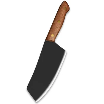 XYj 7-дюймовый нож шеф-повара, Кухонный нож из нержавеющей стали с матовым широким лезвием, черный нож-тесак, инструмент для нарезки ломтиков с деревянной ручкой