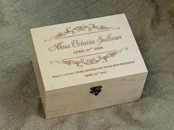 Персонализированная коробка на память о ребенке, капсула для первого дня рождения, Деревянная коробка на память о крещении ребенка, Изготовленная на заказ коробка на память о ребенке