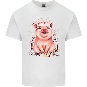 Мужская хлопковая футболка с рисунком акварельной свиньи