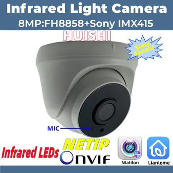 IMX415 + FH8858 8MP 4K Инфракрасный Свет Встроенный МИКРОФОН Аудио IP Потолочная Купольная Камера ONVIF IRC Низкая освещенность P2P Излучатель Ночного видения