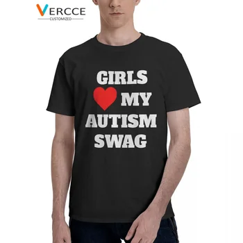 Забавная футболка Girls Heart My Autism Swag, хлопковые футболки высокого качества, одежда с коротким рукавом, футболка для мужчин и женщин, идея подарка