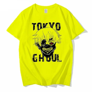 Летняя модная Мужская футболка оверсайз Ken Kaneki Tokyo Ghoul с аниме принтом Плюс Размер, Повседневная Уличная одежда, большие высокие топы, Мужские